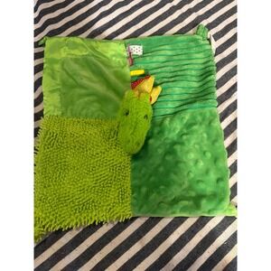 Make Believe Ideas Green Dragon Sensory Lovey Security Blanket Multi Texture Tag